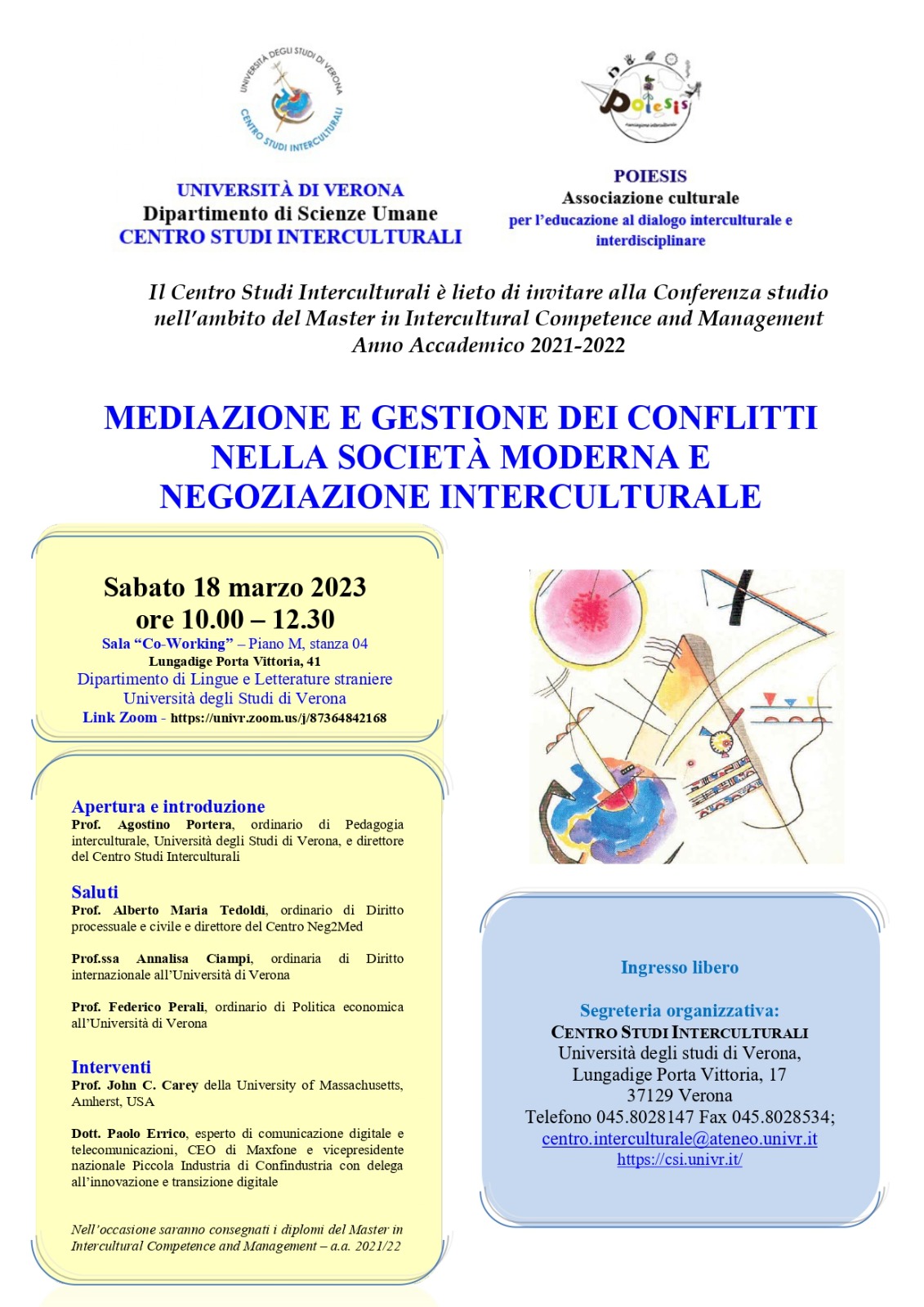Mediazione Interculturale - Negoziazione - conferenza - Centro Studi Interculturali - UniVerona