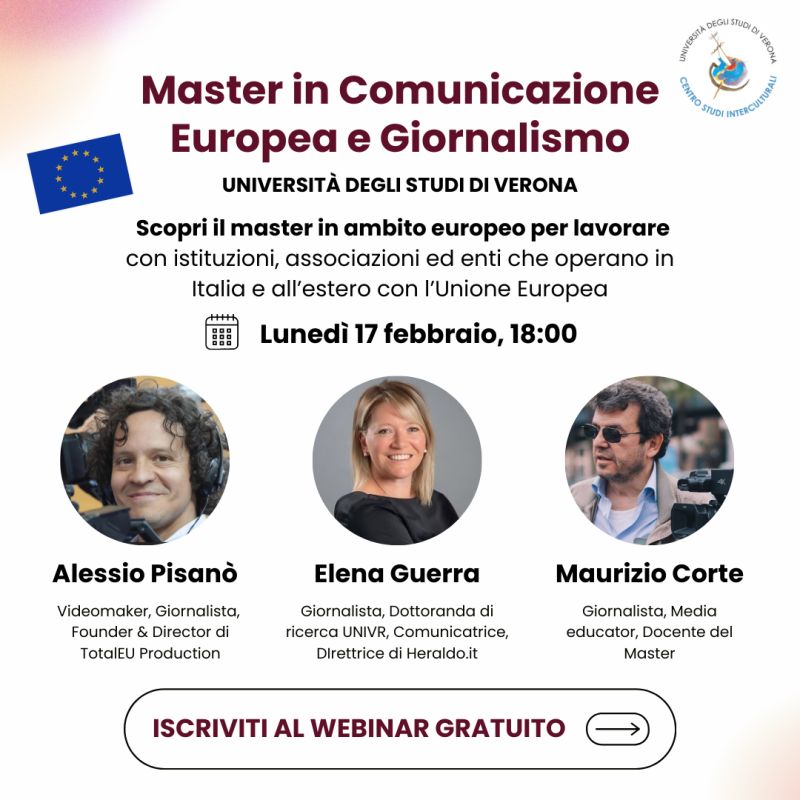 Master Comunicazione Europea, Media e Giornalismo Interculturale - UniVerona