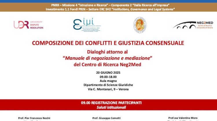 Conflitti, negoziazione e mediazione. Convegno all'Università di Verona - convegno